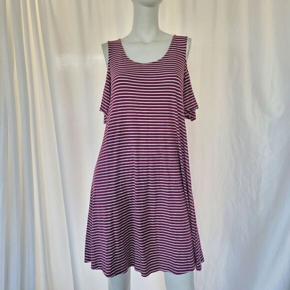 Cupio womens red white striped cold shoulder dress size M - Picture 2 of 8